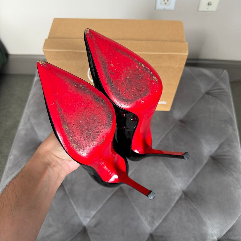 Christian Louboutin Pigalle 120 Black Patent Pumps Size 40.5 - Picture 13 of 16